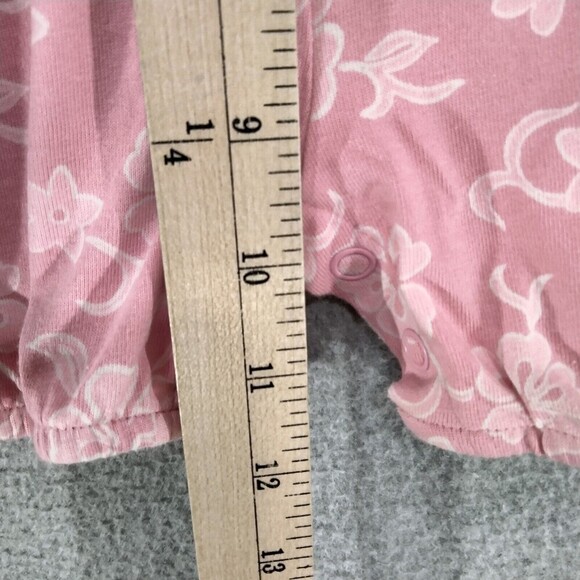NEW! VTG baby GAP 1pc Romper Girls Size 12-18m Pink White Floral Stretch Knit - Picture 5 of 10